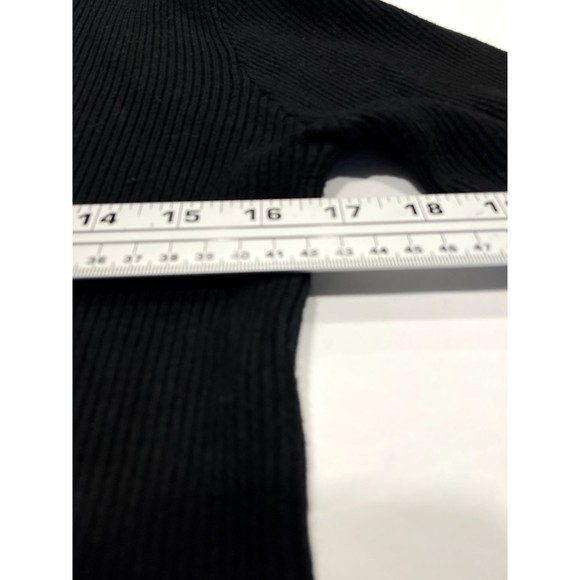 iClosam Womens Scalloped Turtleneck Sweater Size L Black Cable Knit Long Sleeve - Picture 5 of 8